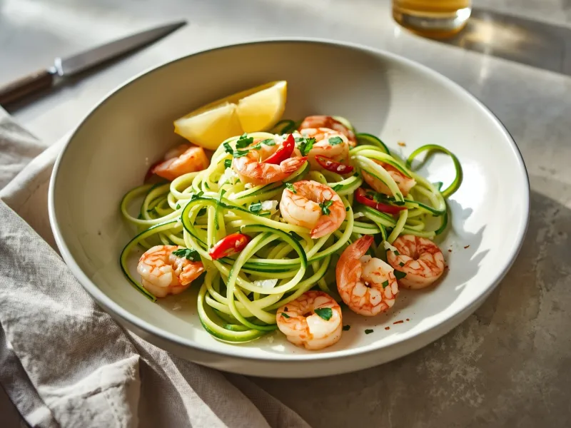 Shrimp scampi with zucchini noodles